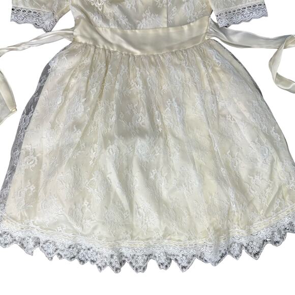Vintage Gunne Sax Ivory Lace Cape Collar Tulle Short Sleeve Dress Girls' size 7 - Picture 5 of 8